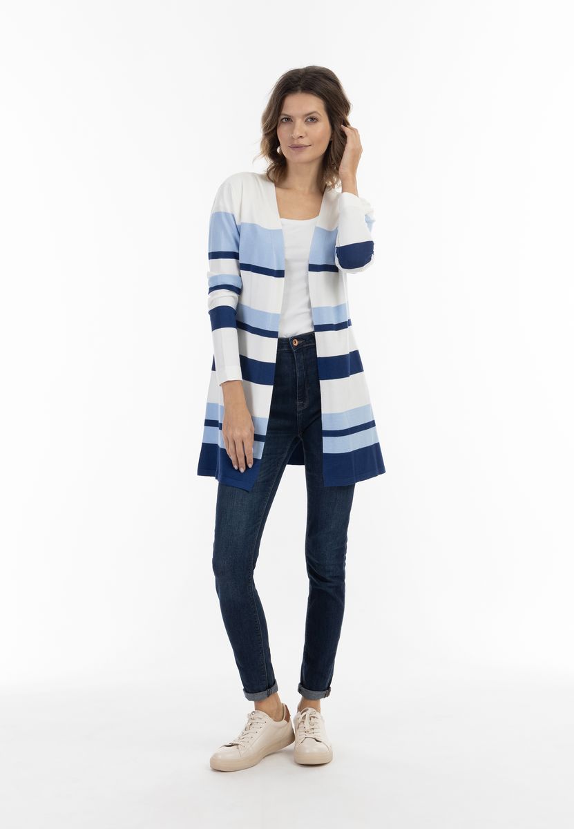 Gestreifte Strickjacke mit offener Vorderseite