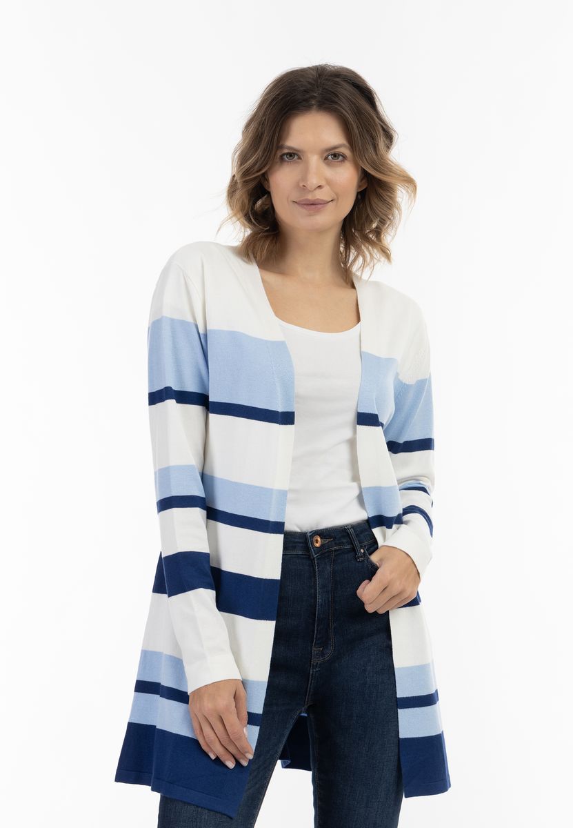 Maritimer Feinstrick-Cardigan mit Streifen