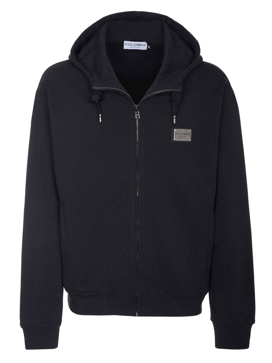 Baumwoll Sweatshirt mit Kapuze und Reißverschluss