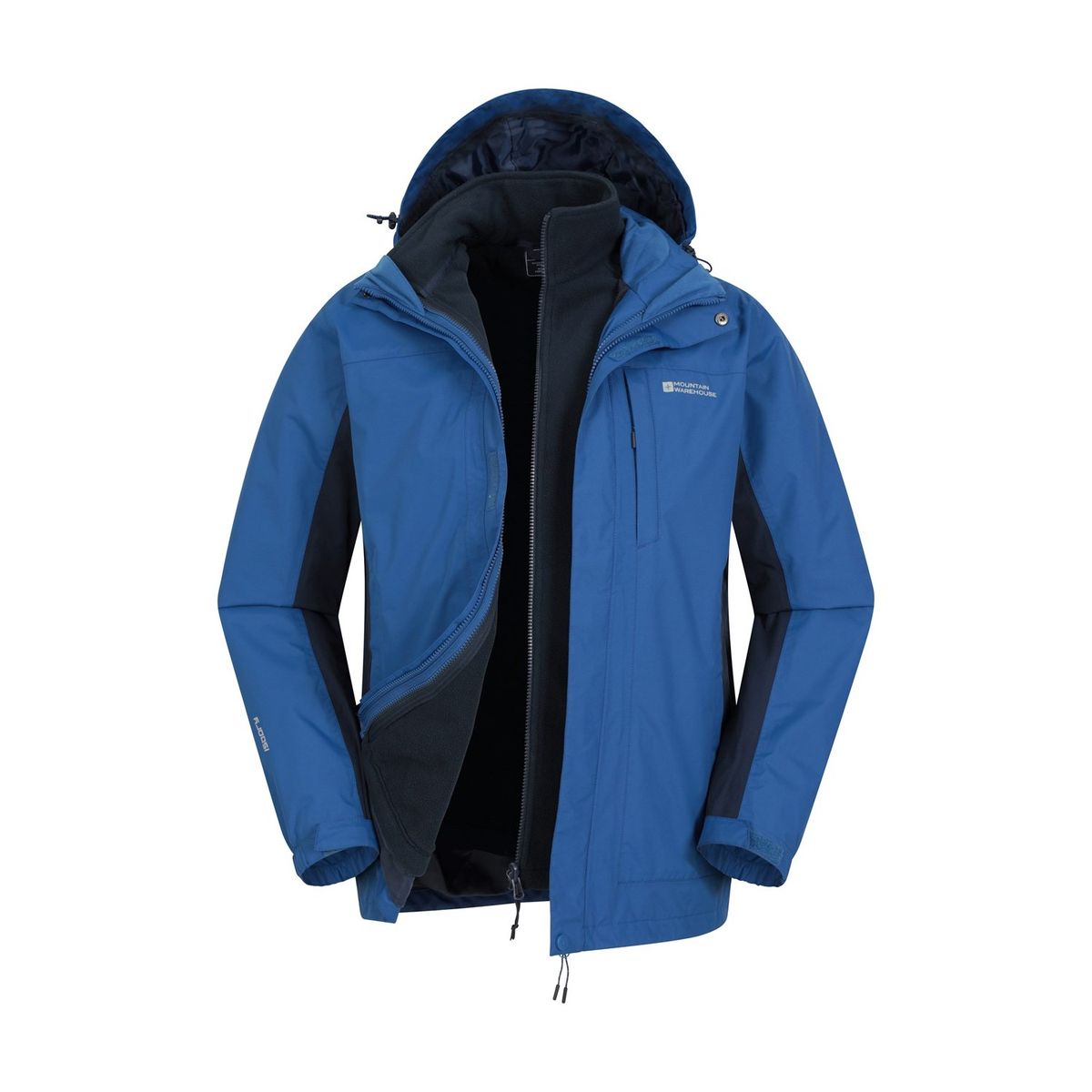 Mountain Warehouse Herren Thunderstorm 3 in 1 Wasserdichte Jacke (Blau)