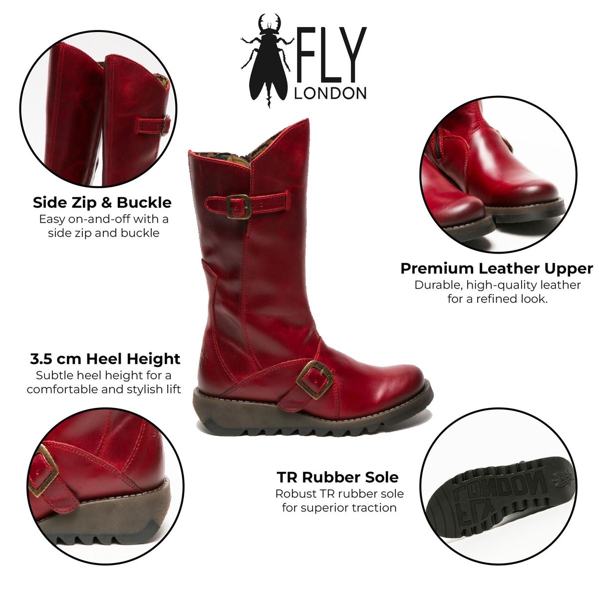 Halbhoher Lederstiefel mit Schnallendetails