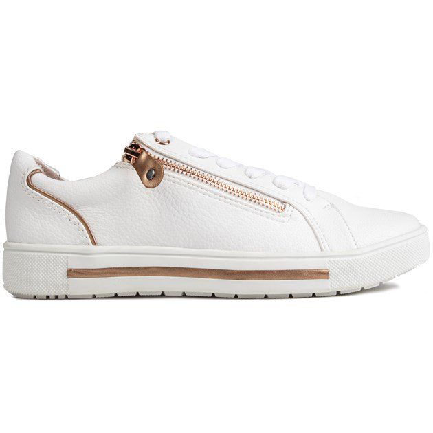 Weiße Damen-Sneakers mit Roségold-Details