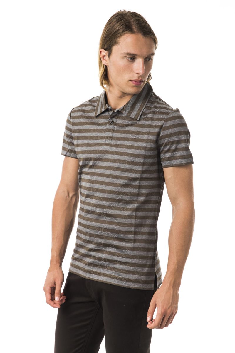 Gestreiftes Kurzarm-Poloshirt mit Grafik-Overlay