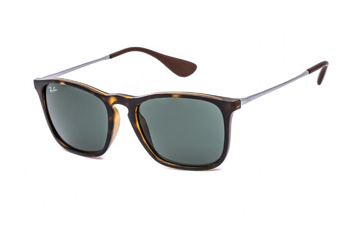 Eckige Schildpatt-Sonnenbrille mit grünen Gläsern