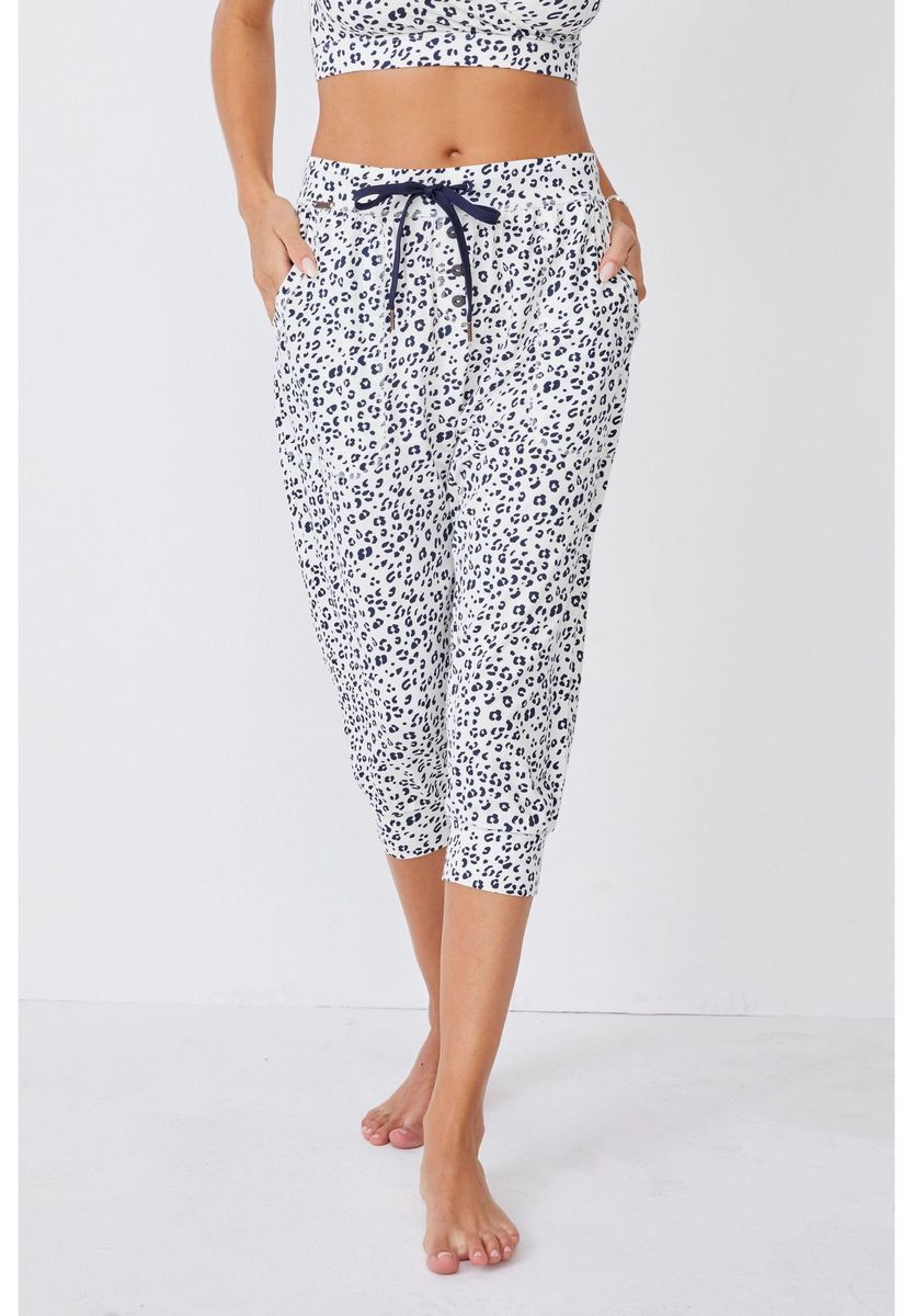 Capri-Loungewear-Hose mit Leopardenmuster