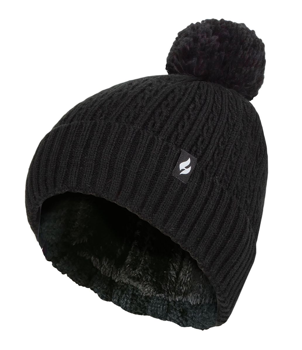 Warme Strickmütze mit Bommel