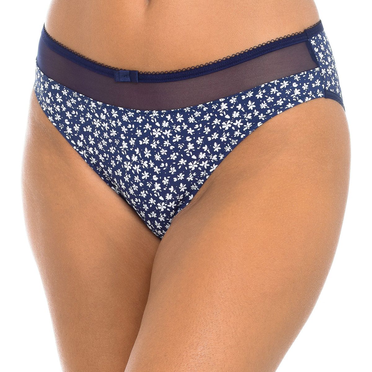Slip mit Blumenmuster und Mesh-Einsatz
