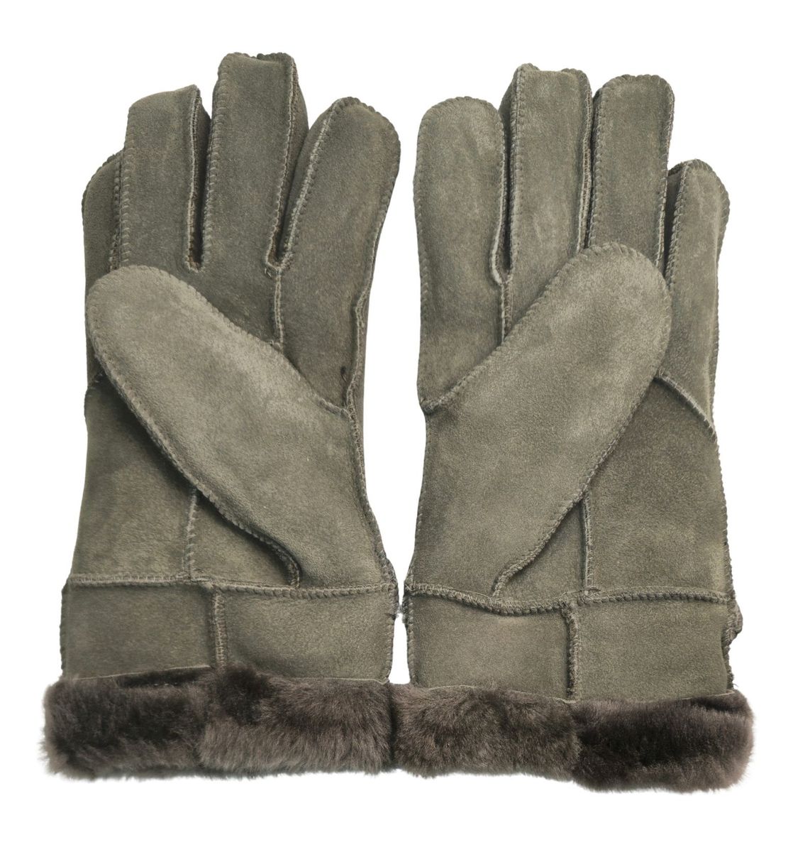 Wildleder-Handschuhe mit Lammfell und Schnalle