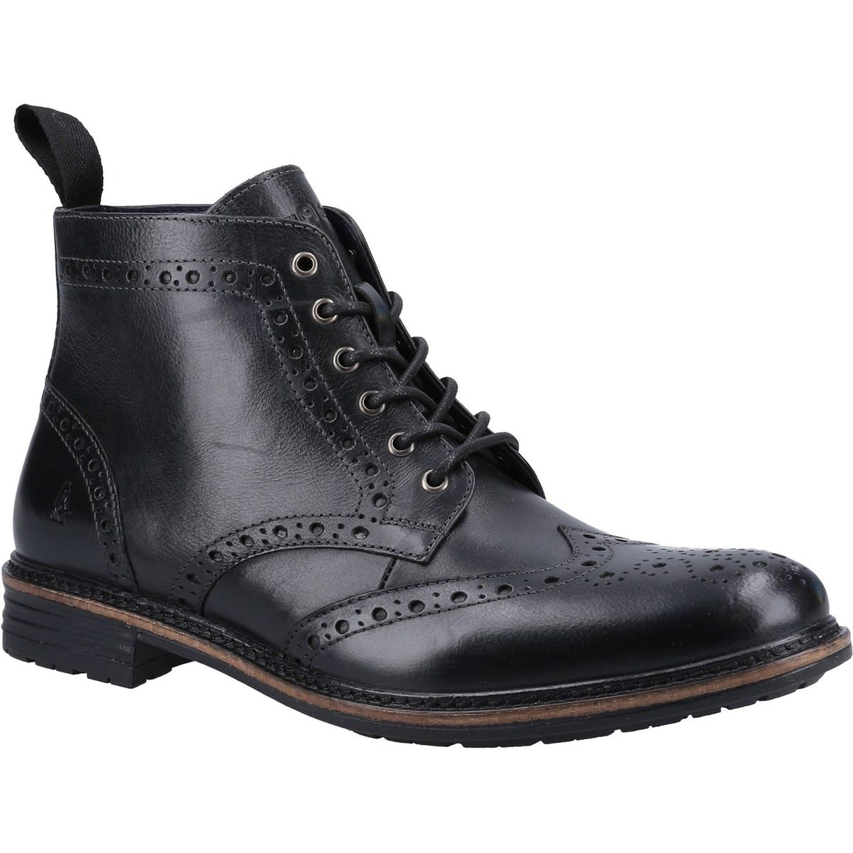 Hush Puppies Joshua Leder Herren Schwarz Stiefel