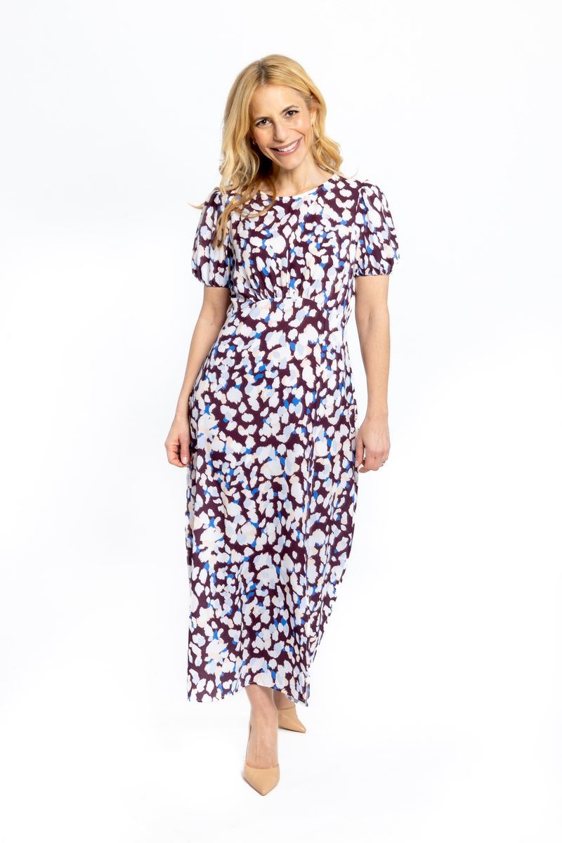 Elegantes bedrucktes Midikleid Kurzarm