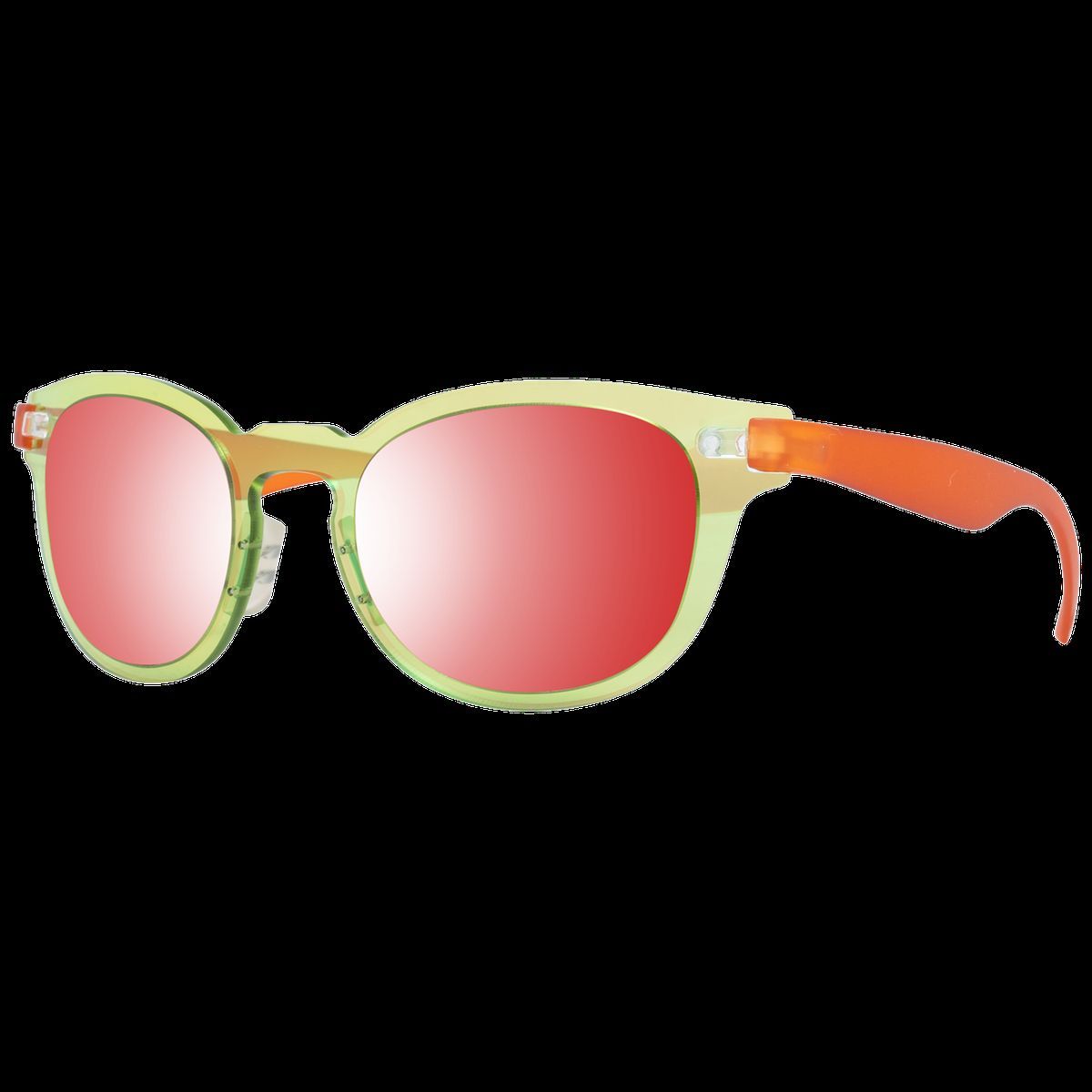 Sonnenbrille mit runden Rahmen und verspiegelten Gläsern