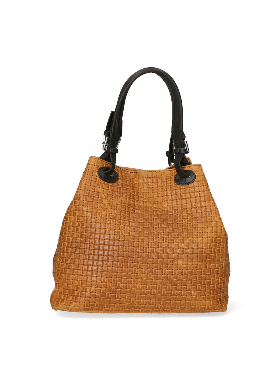 Gewebte Ledertasche mit Griffen