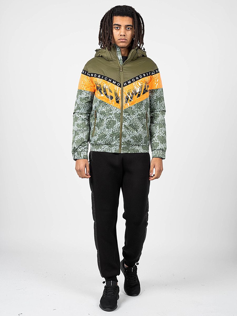 Kapuzen-Steppjacke mit Grafik-Print
