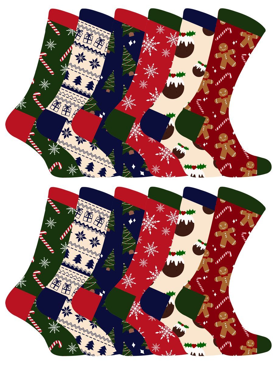Herren Weihnachten Socken | Socke Snob | Neuheit bunte stilvolle lustige gemusterte Crew Xmas Socken - 12 Pack