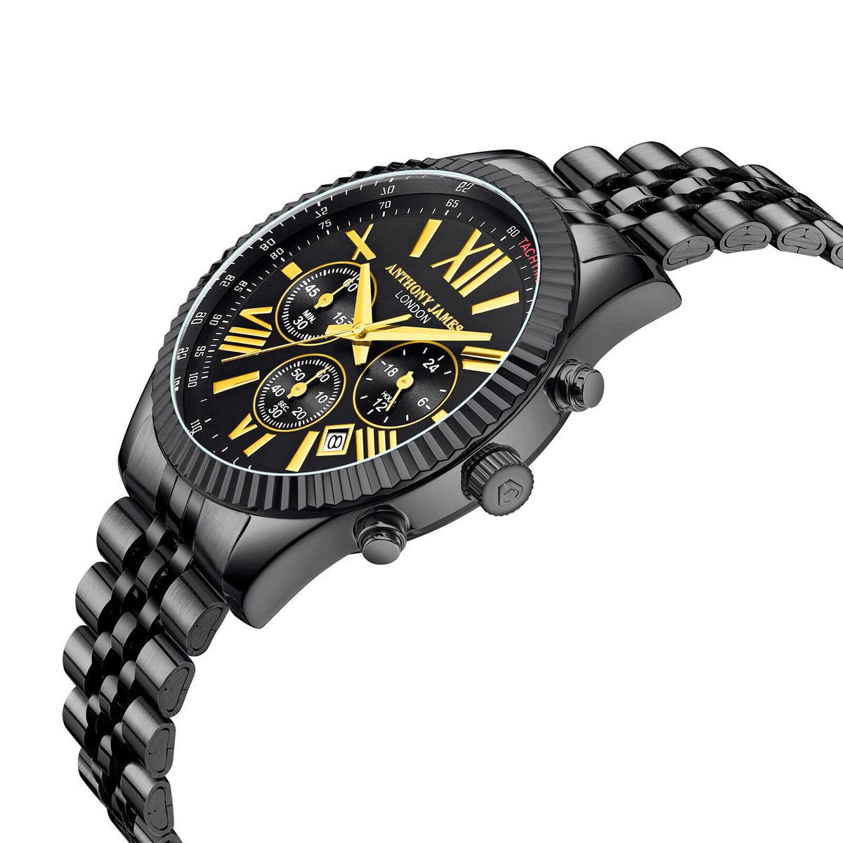 Chronograph-Uhr mit gerippter Lünette