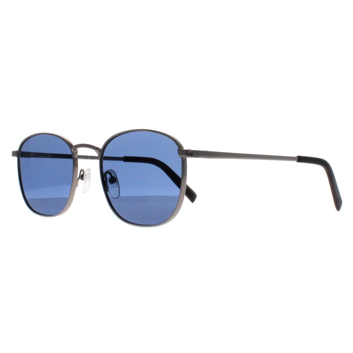 Runde Gunmetal Sonnenbrille mit blauen Gläsern