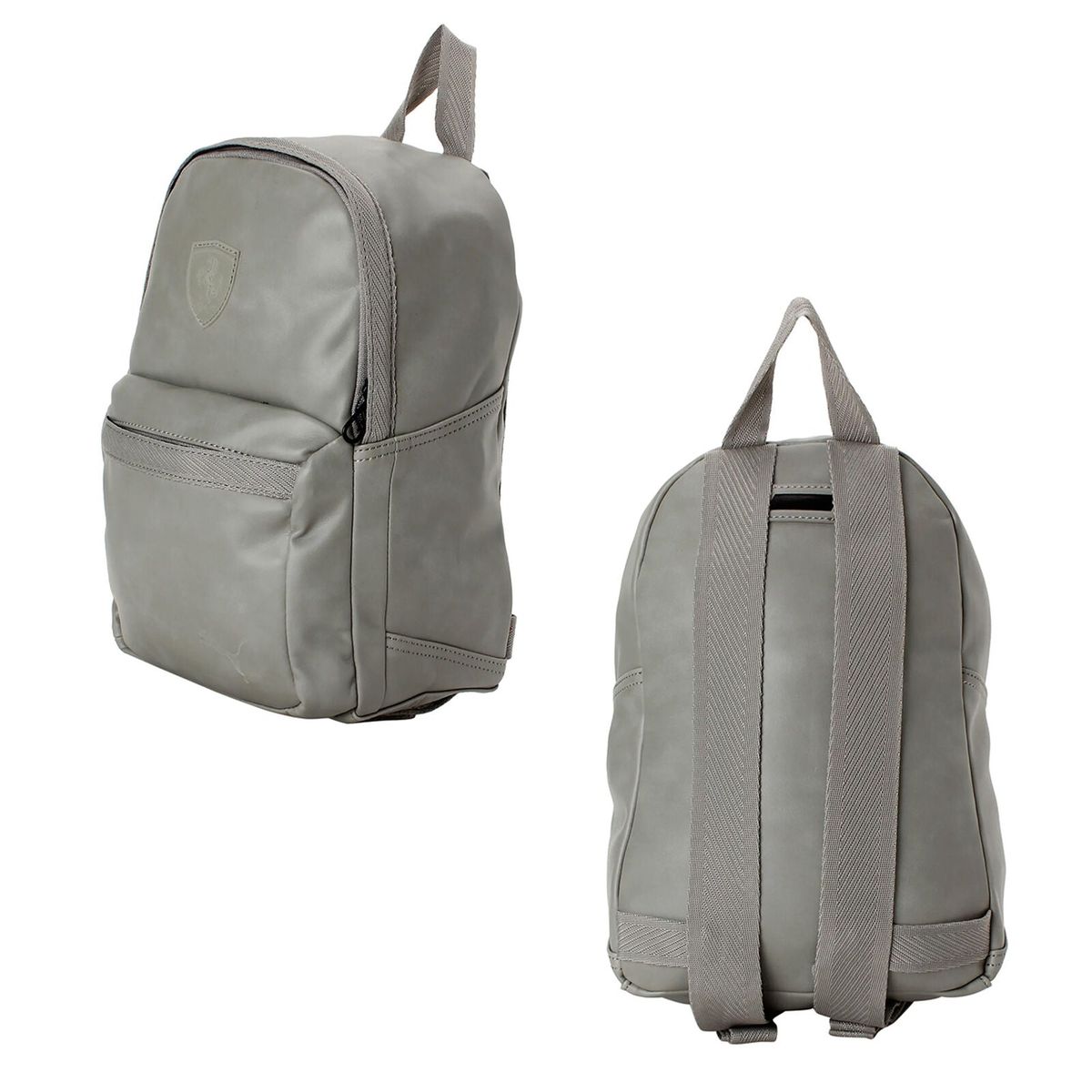 Minimalistischer grauer Rucksack mit Logo-Patch