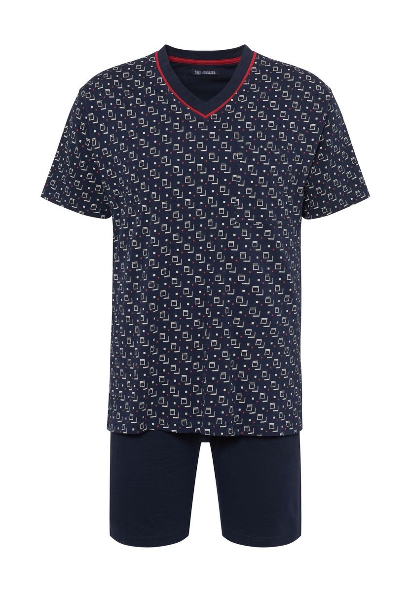 Kurzer Baumwoll Schlafanzug Set Geometrischer Druck