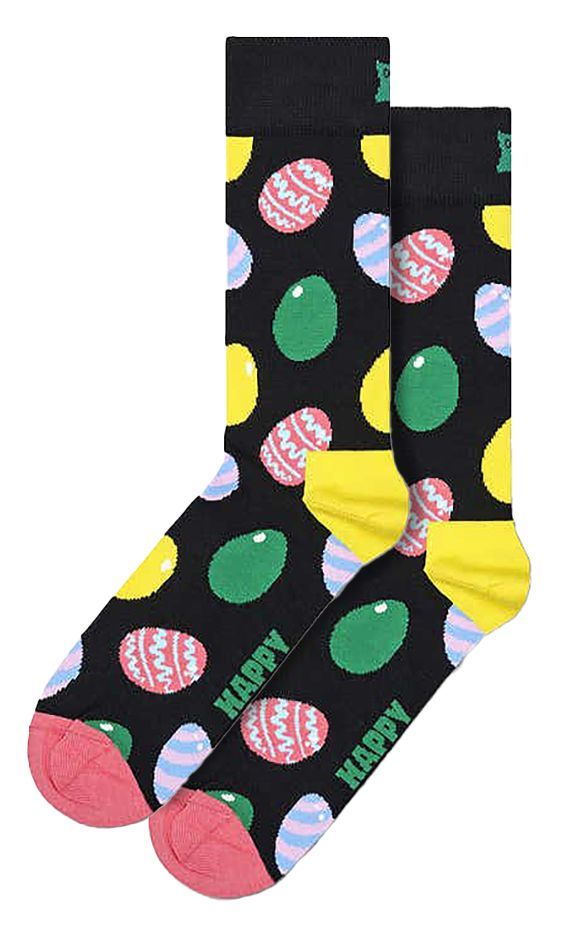 Happy Socks - Eier-Socken | Lustige Eiersocken mit Print | Geschenk-Socken - Schwarz