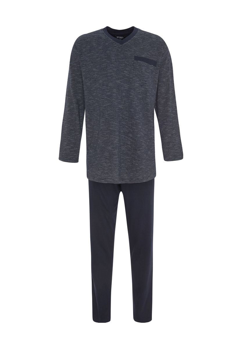 Herren Schlafanzug mit Streifen und V-Ausschnitt