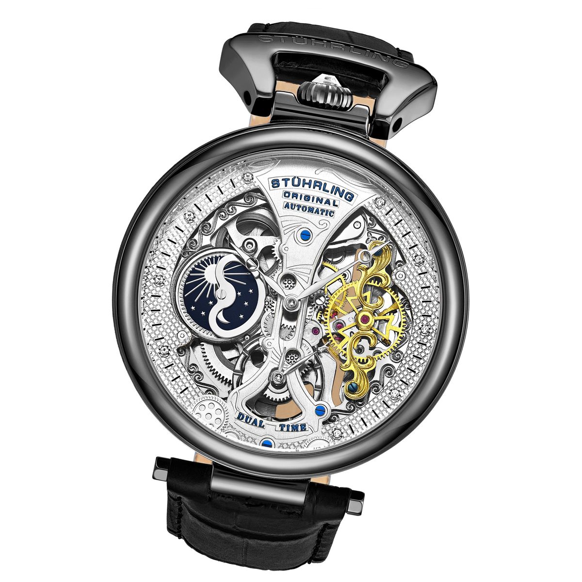 Skelettierte Armbanduhr mit Dual-Zeit
