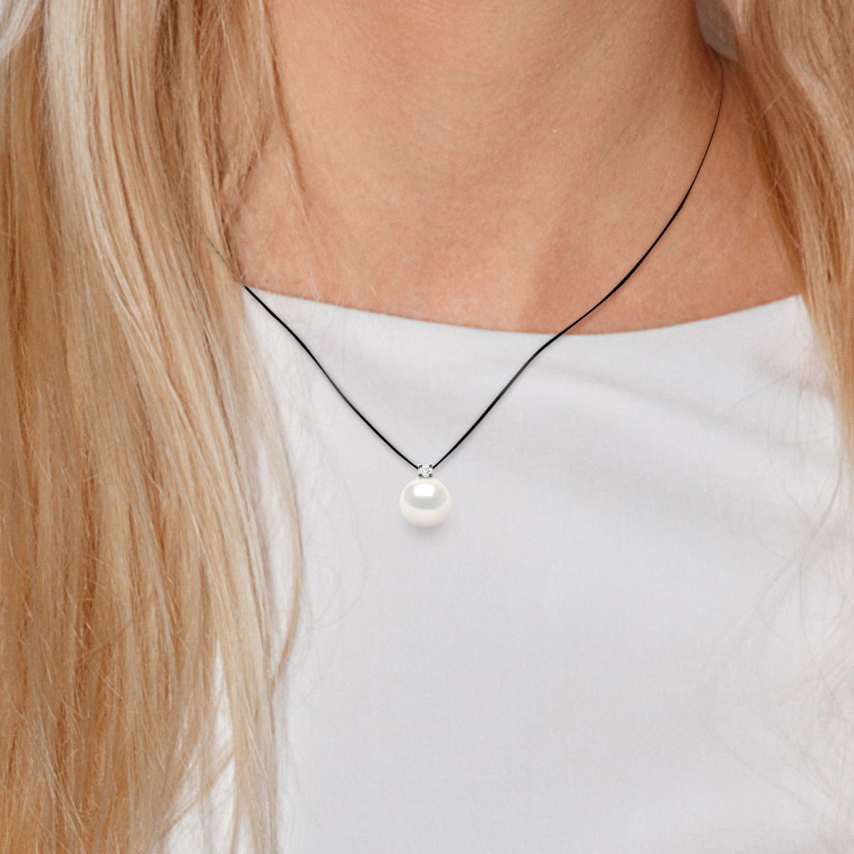 Süßwasserperle und Diamant Anhänger