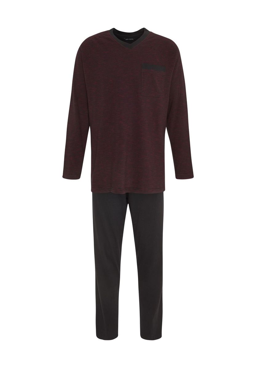 Herren Schlafanzug mit Streifen und V-Ausschnitt