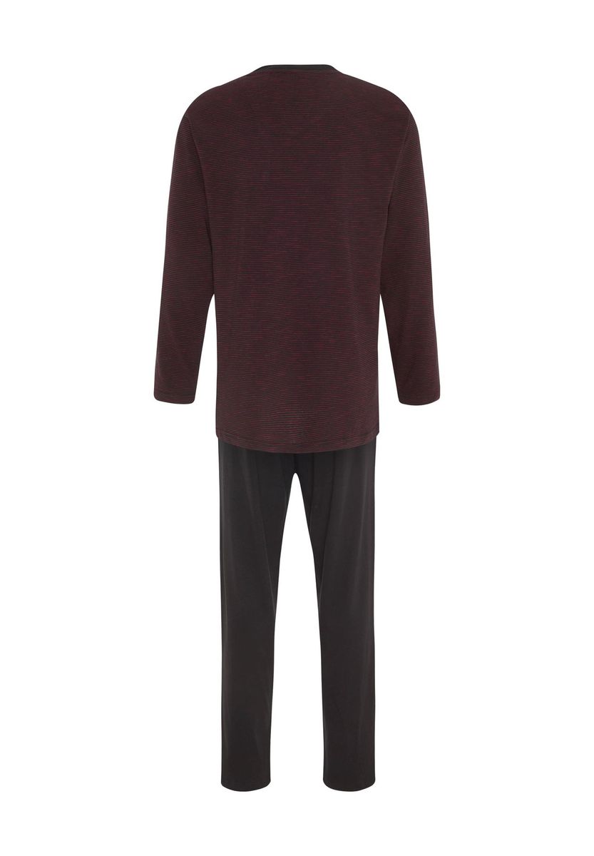 Herren Schlafanzug mit Streifen und V-Ausschnitt