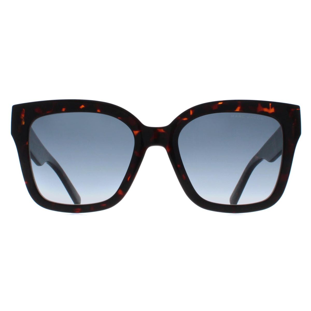 Quadratische Havana Sonnenbrille mit blauem Farbverlauf