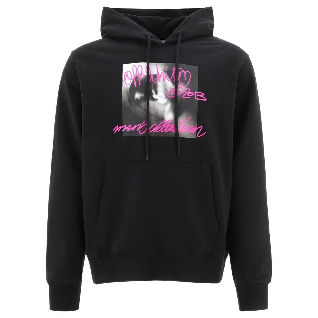 Schwarzer Baumwoll-Hoodie mit Grafikprint