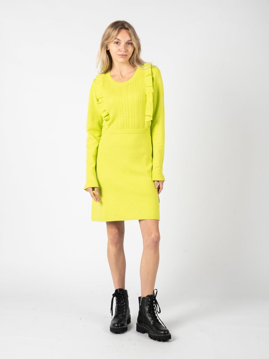 Strukturiertes Strick-Minikleid mit Rüschen