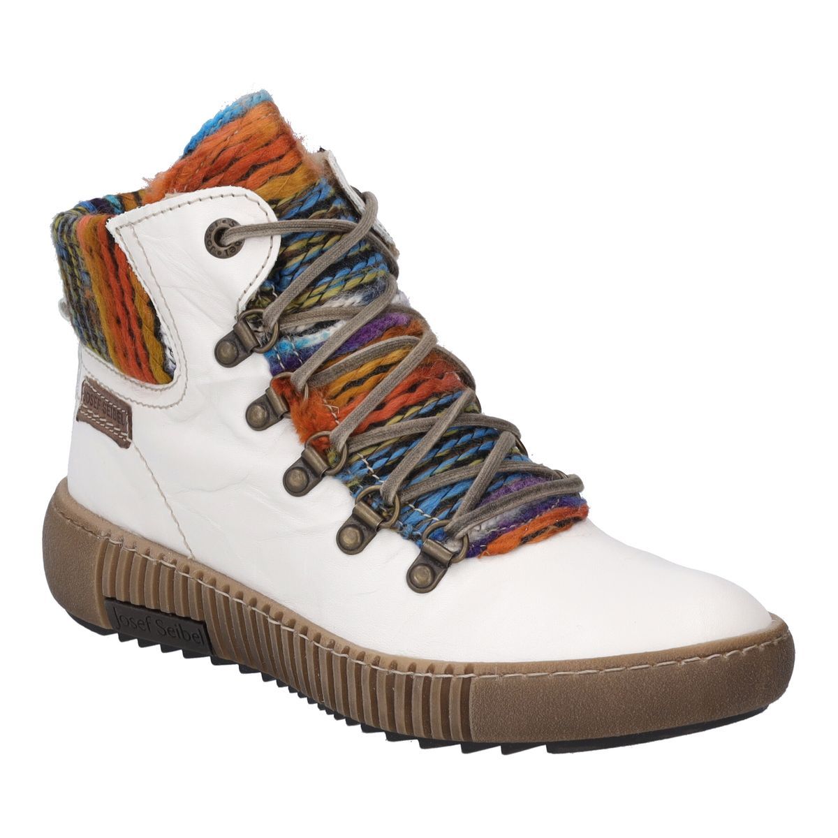 Stiefeletten aus Leder mit Textildetails