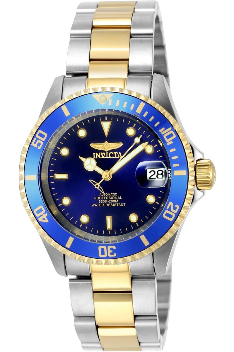 Blaue und goldene Automatikuhr für Taucher