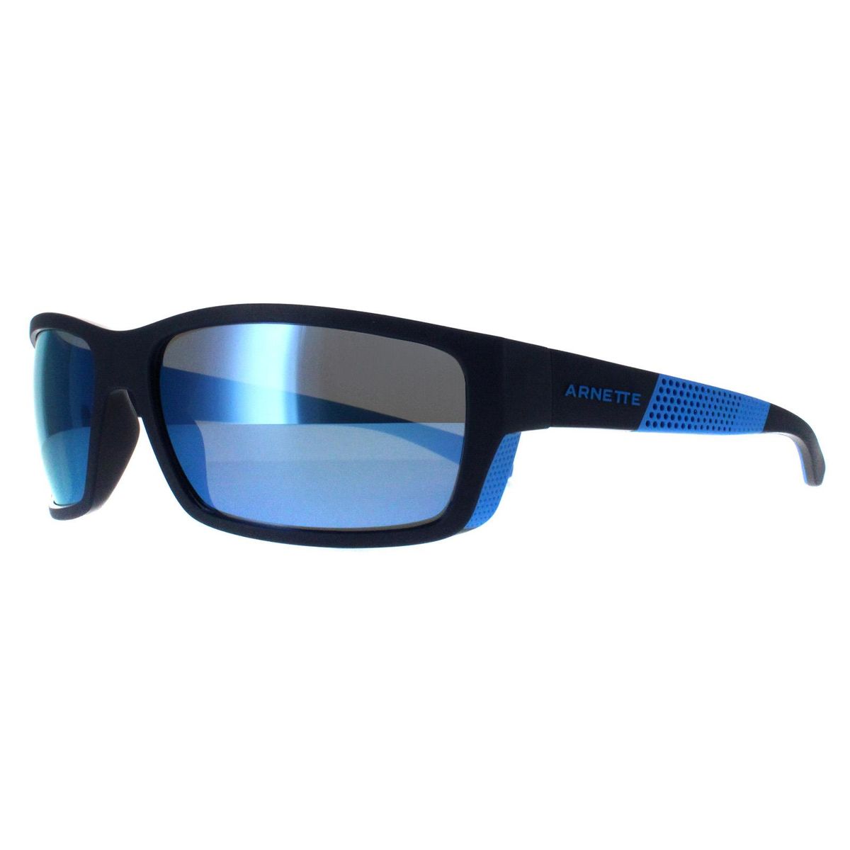 Moderne rechteckige Sonnenbrille mit blauen Gläsern