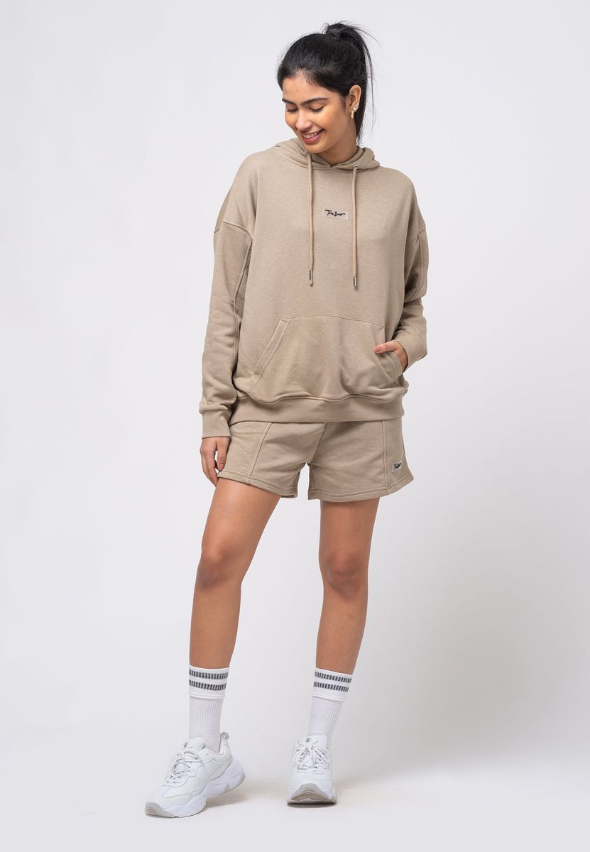 Damen Freizeit Hoodie und Shorts Set