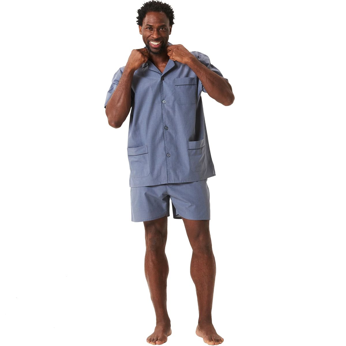 DUNMORE Schlafanzug, Comfort Fit, Knopfleiste, für Herren, grau, 48