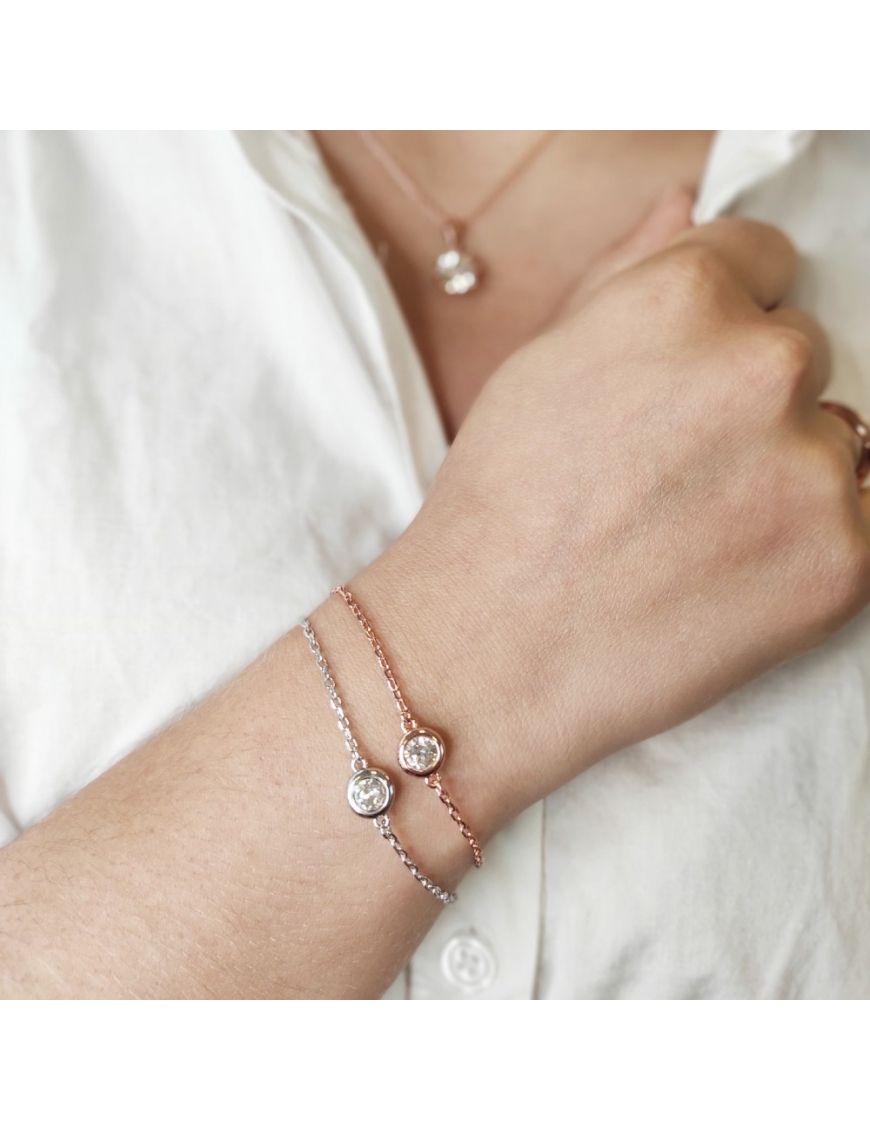 Kristall-Solitär-Gliederkettenarmband-Set
