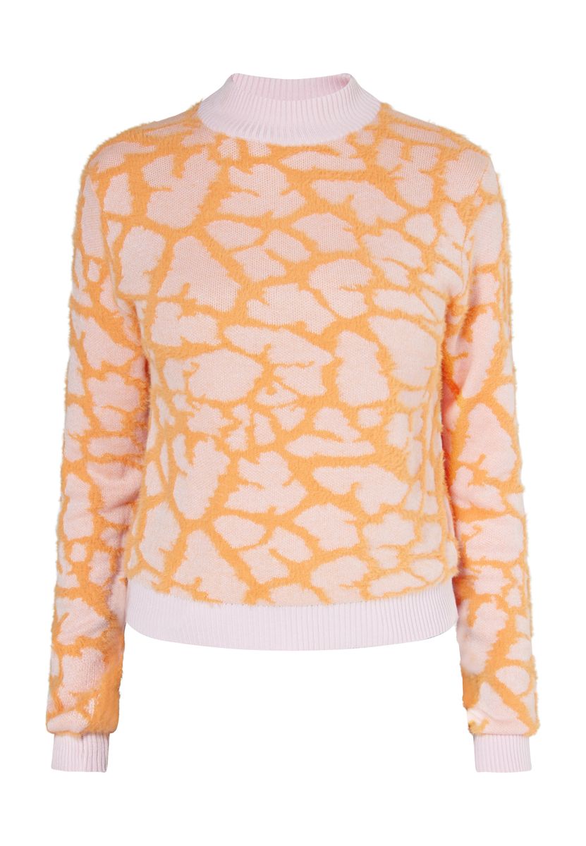 Jacquard Strickpullover mit Giraffenmuster