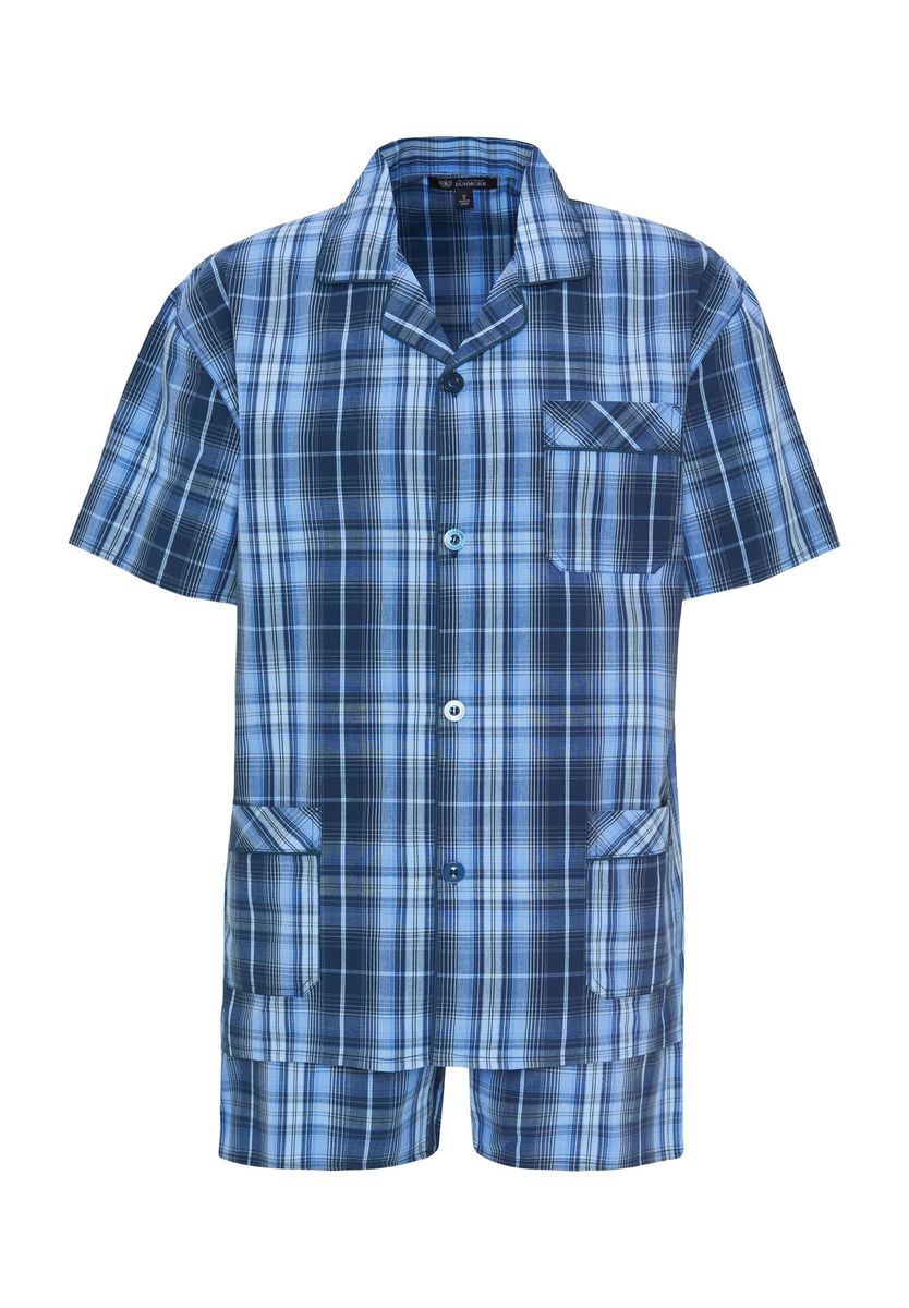 Herren Baumwoll Schlafanzug Set mit Karomuster