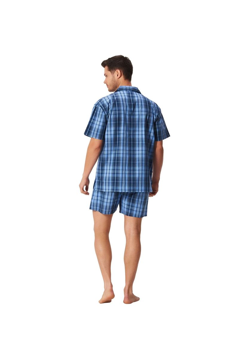 Herren Baumwoll Schlafanzug Set mit Karomuster