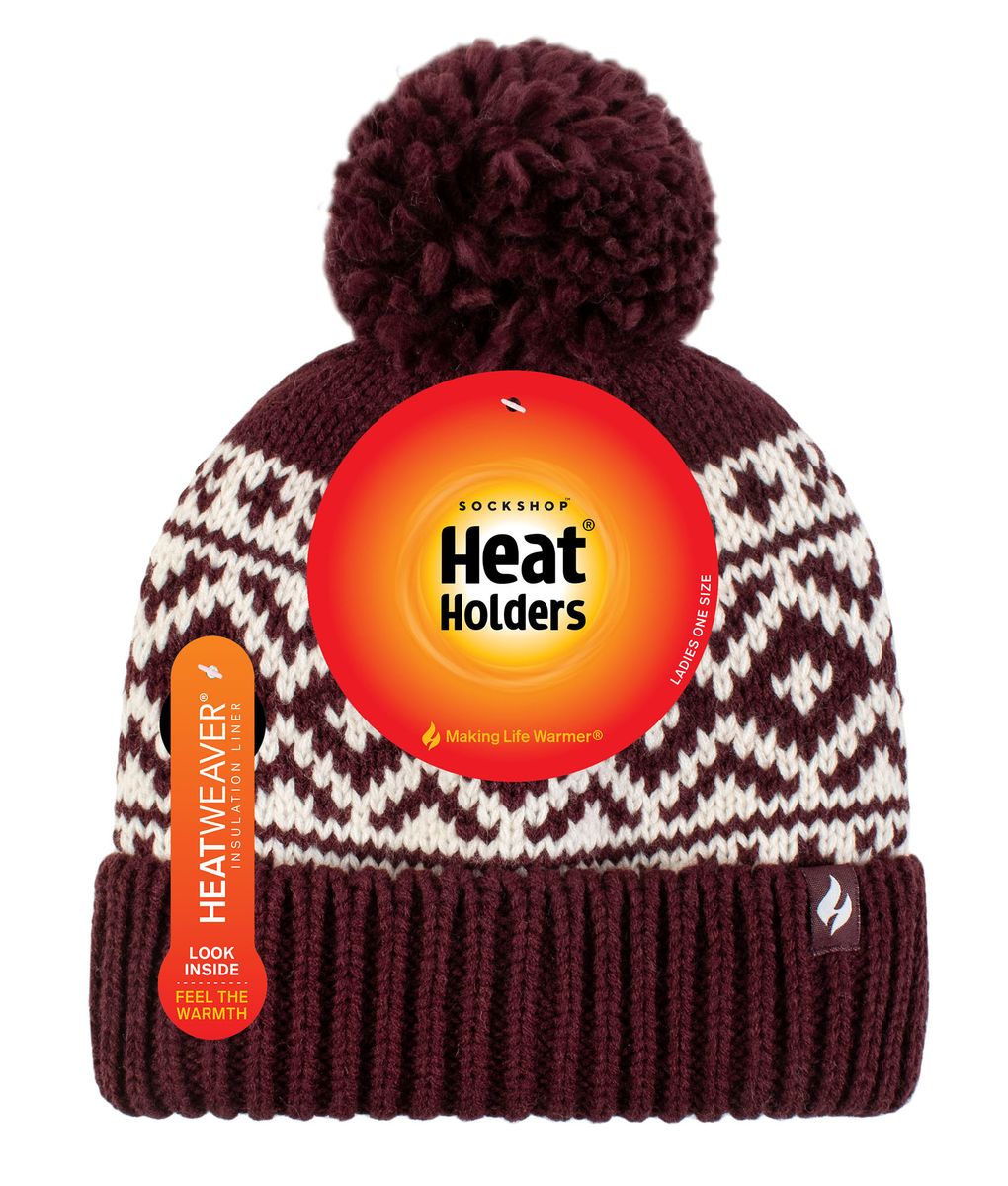 Gemusterte Strickmütze mit Bommel