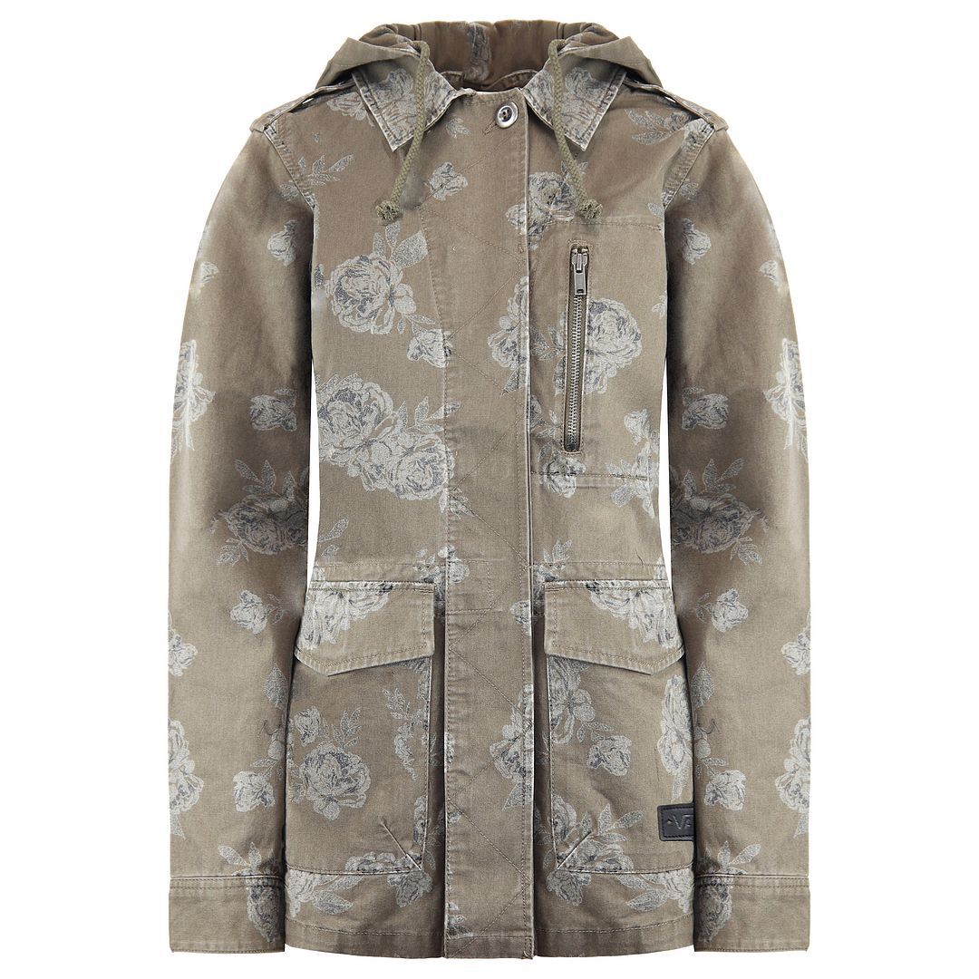 Damen Jacke mit Blumenmuster und Kapuze