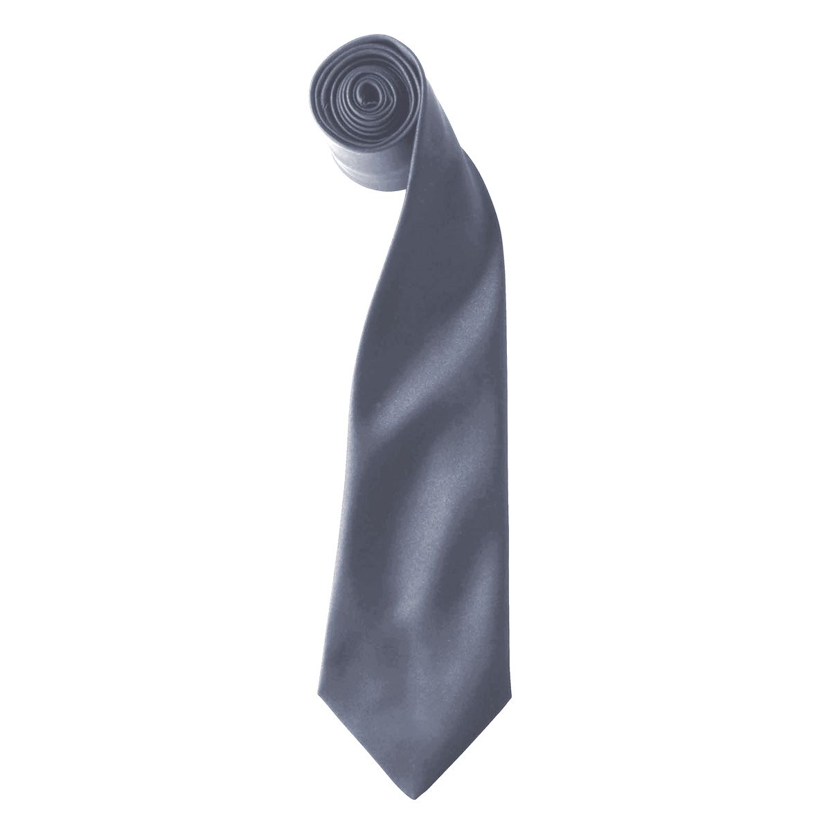 Stahlfarbene Satin-Clip-Krawatte für Herren