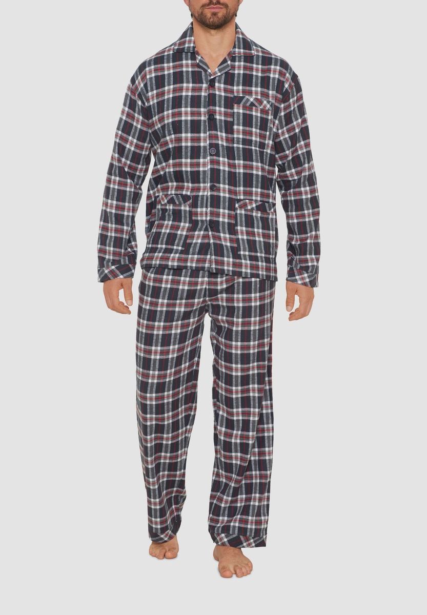 Klassisches kariertes Baumwoll-Pyjama-Set