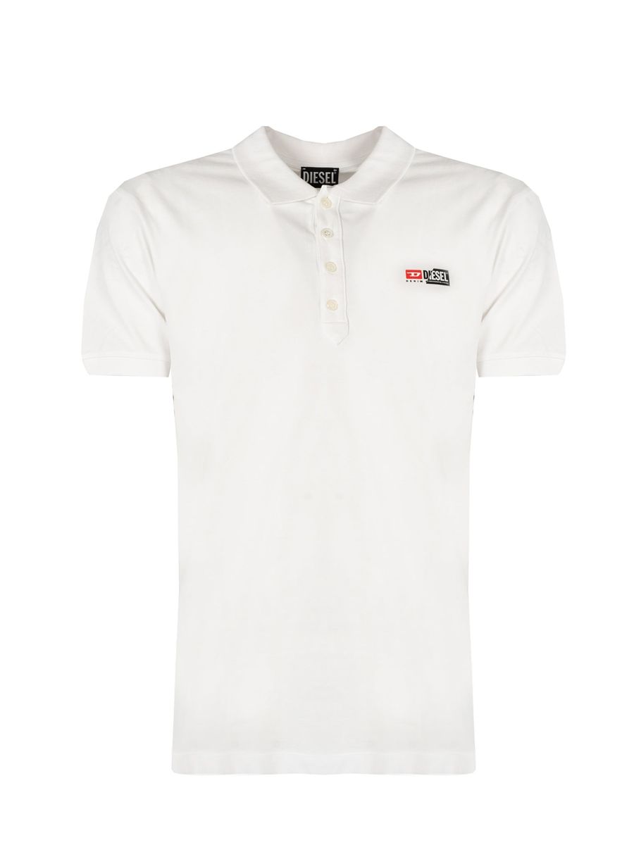 Weißes kurzärmeliges Diesel Logo Poloshirt