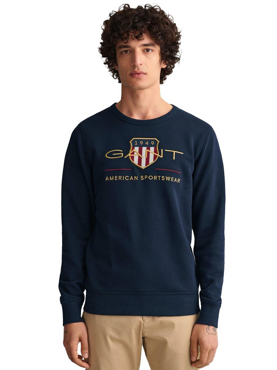 Herren Sweatshirt mit Rundhalsausschnitt und Wappen