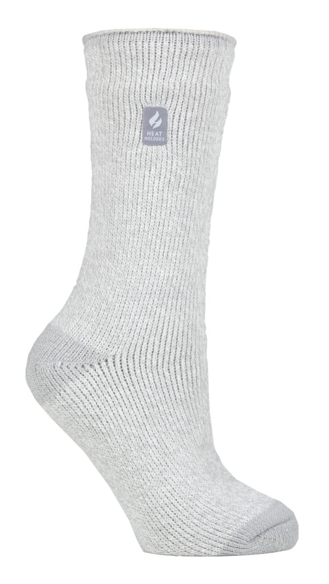 Heat Holders Lite - Womens isoliert thermische Socken | Mehrere Designs einschließlich Argyle Streifen Herzen Sterne | Warme Socken für den Winter - Silver Grey (Venice)