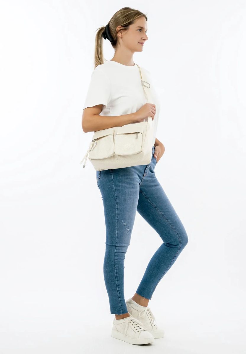 SURI FREY Schulterttasche, Anhänger, Reißverschluss, für Damen, beige