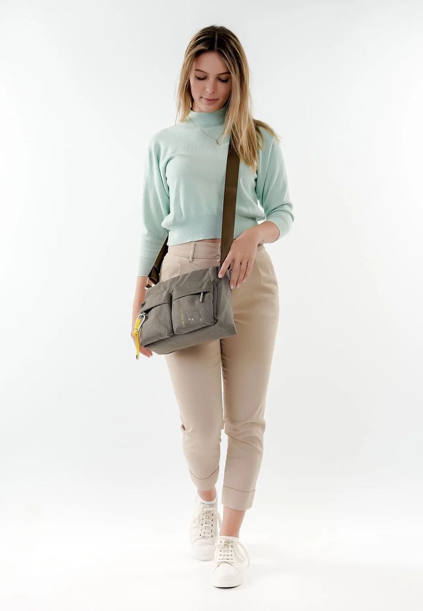 SURI FREY Umhängetasche, Web-Optik, Reißverschluss, für Damen, braun