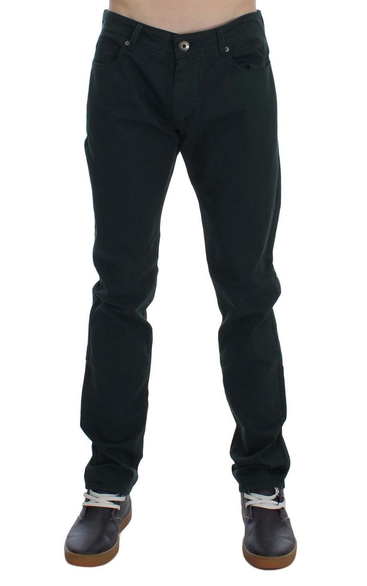 Ermanno Scervino - Hommes - Jean droit en coton vert stretch en denim